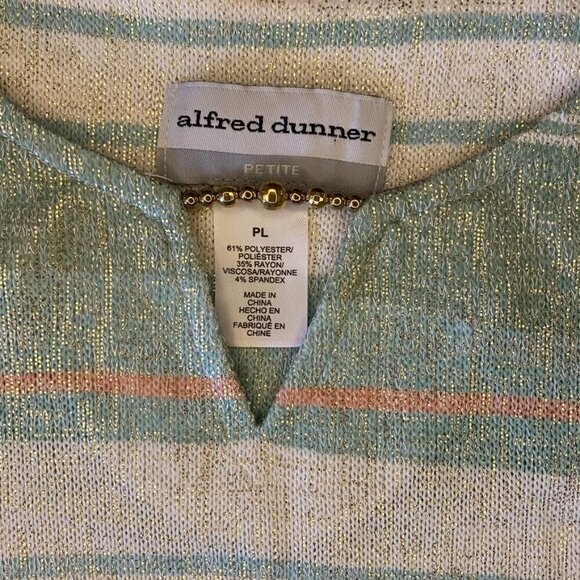Alfred Dunner Sweater. Lightweight, multi-pastel colored, 3/4 sleeve-Size PL - Picture 3 of 7